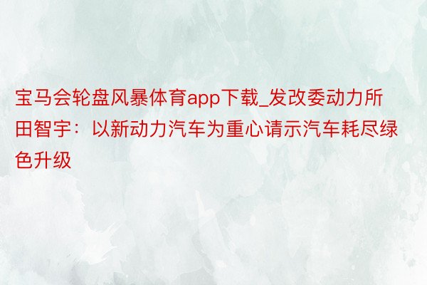 宝马会轮盘风暴体育app下载_发改委动力所田智宇：以新动力汽车为重心请示汽车耗尽绿色升级