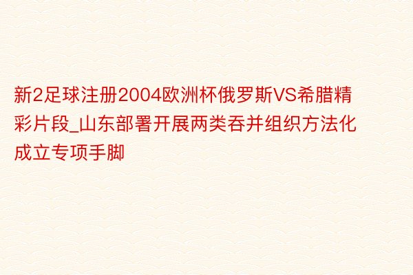新2足球注册2004欧洲杯俄罗斯VS希腊精彩片段_山东部署开展两类吞并组织方法化成立专项手脚