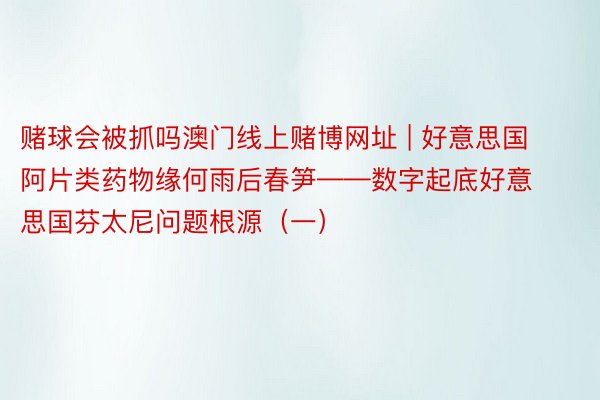 赌球会被抓吗澳门线上赌博网址 | 好意思国阿片类药物缘何雨后春笋——数字起底好意思国芬太尼问题根源（一）