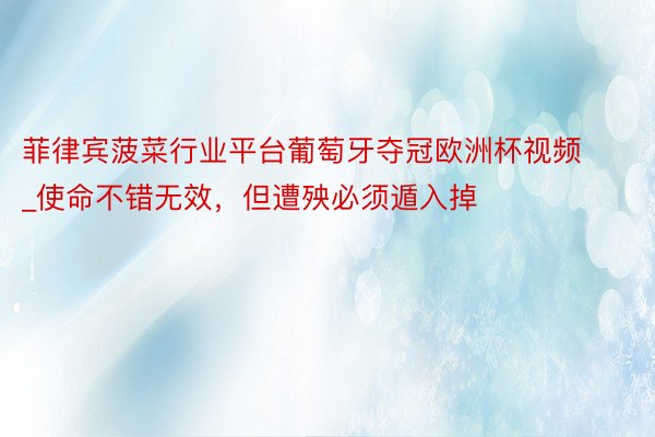 菲律宾菠菜行业平台葡萄牙夺冠欧洲杯视频_使命不错无效，但遭殃必须遁入掉